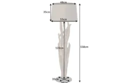 Handgefertigte Stehlampe WILD NATURE 158cm grau Treibholz Stehleuchte Leinenschirm
