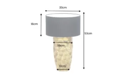 Handgefertigte Tischlampe AURELIA 55cm gold schwarz Hammerschlag-Design mit Stoffschirm