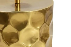 Handgefertigte Tischlampe AURELIA 55cm gold schwarz Hammerschlag-Design mit Stoffschirm