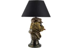 Handgefertigte Tischlampe BULLDOG 55cm bronze schwarz Stoffschirm Hunde-Skulptur