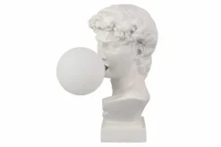 Handgefertigte Tischlampe DAVID 30cm weiß Büste mit Lampenkugel