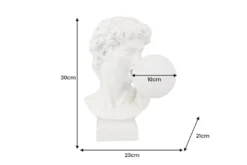 Handgefertigte Tischlampe DAVID 30cm weiß Büste mit Lampenkugel
