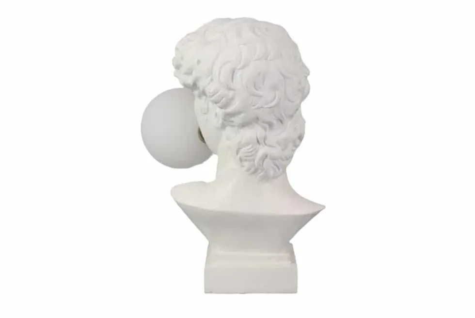 Handgefertigte Tischlampe DAVID 30cm weiß Büste mit Lampenkugel