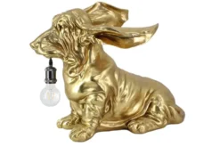 Handgefertigte Tischlampe DACKEL 70cm gold Hunde-Skulptur