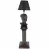Handgefertigte Tischlampe DAVID 70cm schwarz mit Büste Stoffschirm