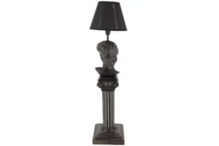 Handgefertigte Tischlampe DAVID 70cm schwarz mit Büste Stoffschirm