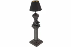 Handgefertigte Tischlampe DAVID 70cm schwarz mit Büste Stoffschirm