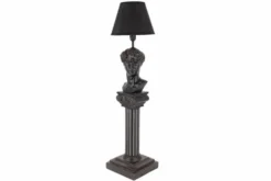 Handgefertigte Tischlampe DAVID 70cm schwarz mit Büste Stoffschirm