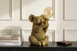 Handgefertigte Tischlampe KOALA 35cm gold Skulptur