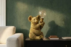 Handgefertigte Tischlampe KOALA 35cm gold Skulptur