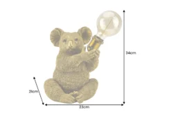 Handgefertigte Tischlampe KOALA 35cm gold Skulptur