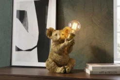 Handgefertigte Tischlampe KOALA 35cm gold Skulptur