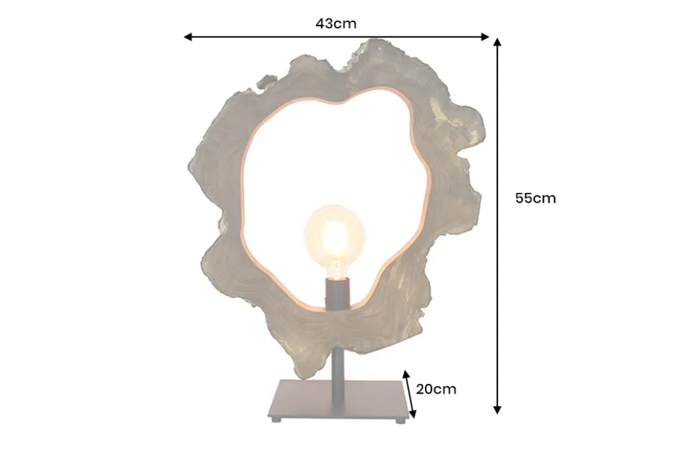 Handgefertigte Tischlampe ORGANIC ARTWORK 55cm natur Teakholz