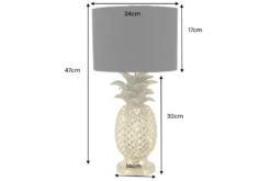 Handgefertigte Tischlampe PINEAPPLE 50cm gold schwarz Ananas-Design mit Stoffschirm