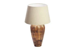 Handgefertigte Tischlampe PURE NATURE 65cm weiß natur Mangoholz mit Stoffschirm