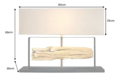 Handgefertigte Tischlampe ROUSILIQUE 80cm natur Eisenholz beige mit Lampenschirm