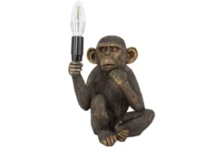 Handgefertigte Tischlampe SCHIMPANZEE 25cm schwarz Affen-Skulptur