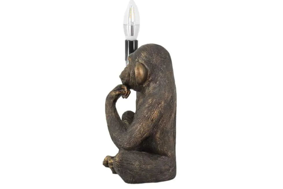 Handgefertigte Tischlampe SCHIMPANZEE 25cm schwarz Affen-Skulptur