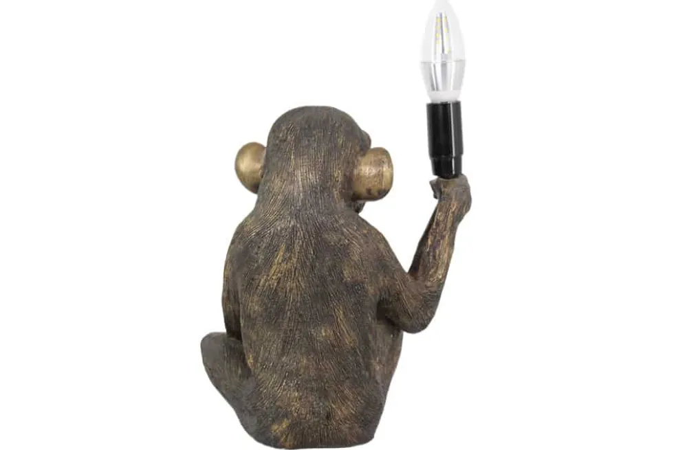 Handgefertigte Tischlampe SCHIMPANZEE 25cm schwarz Affen-Skulptur