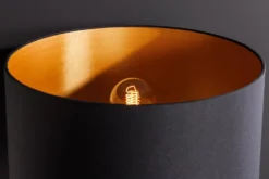 Handgefertigte Tischlampe ZEA 60cm schwarz natur runder Lampenschirm Seegras