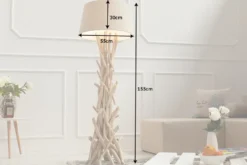Handgefertigte Treibholz Stehlampe WILD NATURE 155cm sand mit Leinenschirm