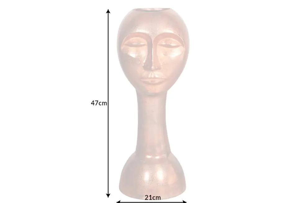 Handgefertigte Vase FACE 50cm Kupfer-Look Antik Aluminium abstrakt