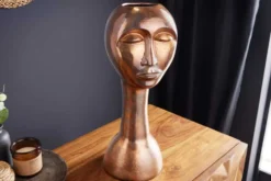 Handgefertigte Vase FACE 50cm Kupfer-Look Antik Aluminium abstrakt