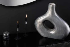 Handgefertigte Vase RING 40cm dunkelgrau Metall Dekoration Blumenvase