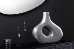 Handgefertigte Vase RING 30cm dunkelgrau Metall Dekoration Blumenvase
