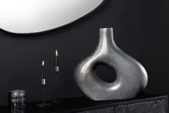 Handgefertigte Vase RING 30cm dunkelgrau Metall Dekoration Blumenvase
