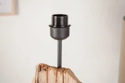Handmade Stehlampe ROUSILIQUE 180cm schwarz Treibholzlampe Leinenschirm Baumstamm
