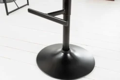 Höhenverstellbarer Barhocker COMFORT grau Cord drehbar mit Lehne Metall schwarz