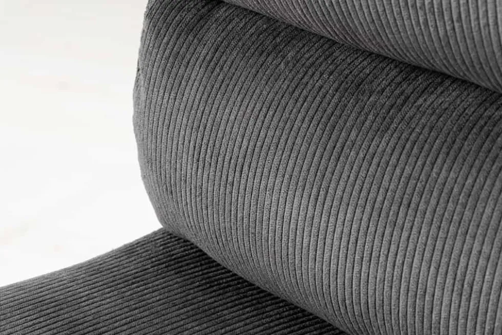 Höhenverstellbarer Barhocker COMFORT grau Cord drehbar mit Lehne Metall schwarz