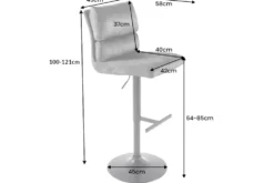 Höhenverstellbarer Barhocker COMFORT senfgelb Samt drehbar mit Lehne Metall schwarz