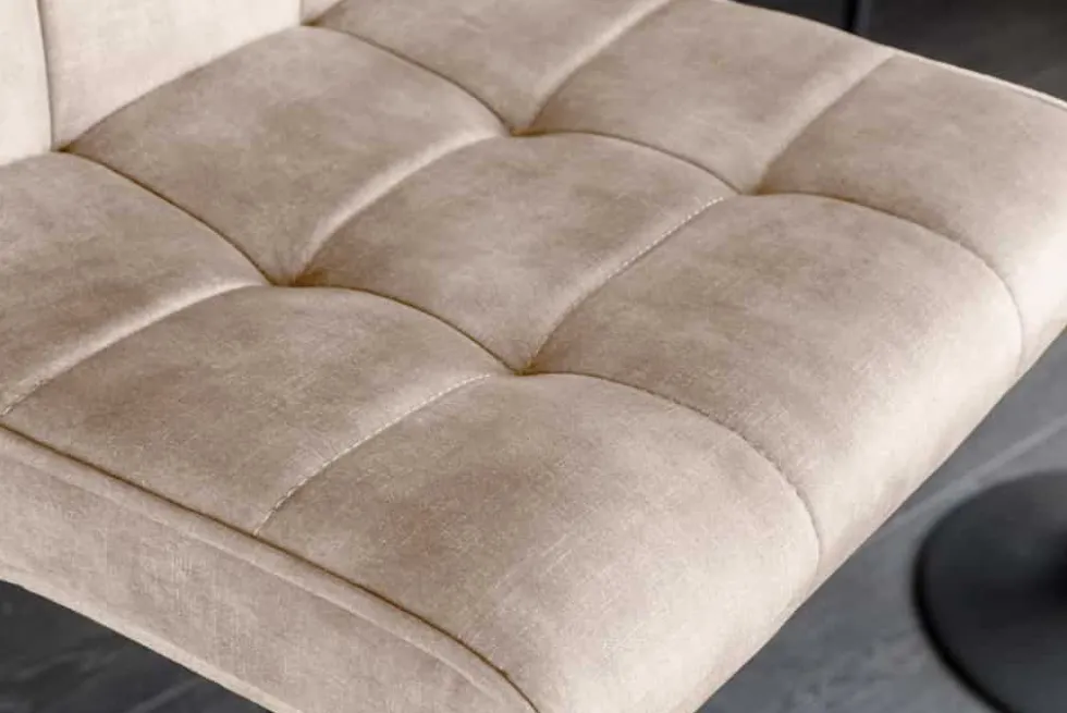 Höhenverstellbarer Barhocker MODENA champagner beige Samt Metall schwarz drehbar