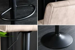 Höhenverstellbarer Barhocker MODENA champagner beige Samt Metall schwarz drehbar