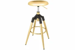 Höhenverstellbarer Barhocker INDUSTRIAL gold schwarz Metall rund drehbar Industrial Design