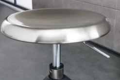 Höhenverstellbarer Barhocker INDUSTRIAL Chrom gebürstet silber schwarz Metall rund drehbar