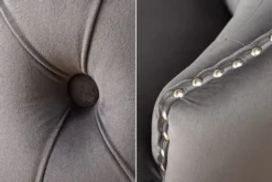 Höhenverstellbarer Barhocker CASTLE DELUXE grau Samt silber Edelstahl Löwenkopf
