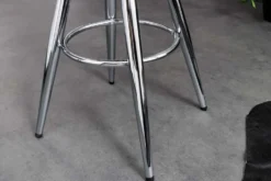 Höhenverstellbarer Barhocker INDUSTRIAL Chrom silber schwarz Metall rund drehbar