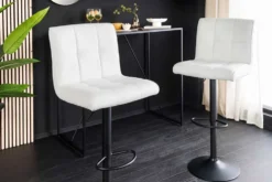 Höhenverstellbarer Barhocker MODENA weiß Kunstleder schwarz mit Lehne drehbar