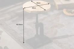 Höhenverstellbarer Beistelltisch ENGINEER 30cm Mangoholz Industrial Design massiv rund Eisen
