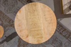 Höhenverstellbarer Beistelltisch ENGINEER 30cm Mangoholz Industrial Design massiv rund Eisen