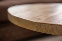 Höhenverstellbarer Beistelltisch ENGINEER 50cm Mangoholz Industrial Design massiv rund Eisen