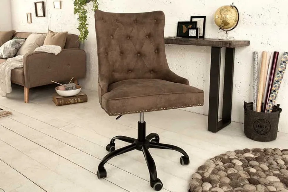 Höhenverstellbarer Bürostuhl VICTORIAN vintage taupe mit Armlehne