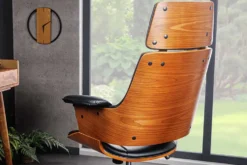 Höhenverstellbarer Bürostuhl MANHATTAN Kunstleder Walnuss mit Armlehne Retro Design