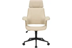 Höhenverstellbarer Bürostuhl MANHATTAN natur Eiche creme beige Kunstleder drehbar