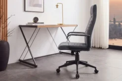 Höhenverstellbarer Bürostuhl LAZIO anthrazit Vogue Velours Samt drehbar mit Rollen