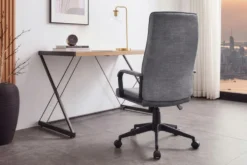 Höhenverstellbarer Bürostuhl LAZIO anthrazit Vogue Velours Samt drehbar mit Rollen