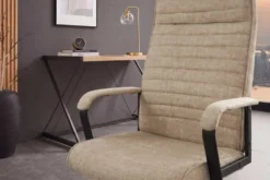 Höhenverstellbarer Bürostuhl LAZIO beige Vogue Velours Samt drehbar mit Rollen